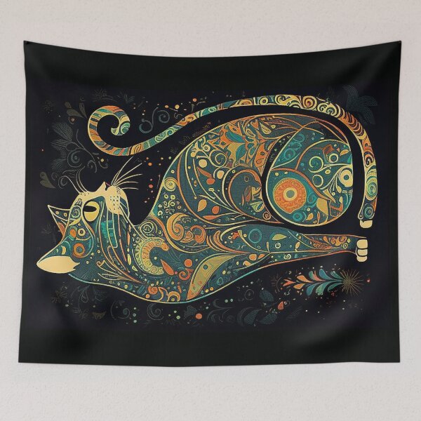 Item preview, Boho Cat 138 Abstract Art Print Painting Wall Decor designed and sold by winterkitty88.