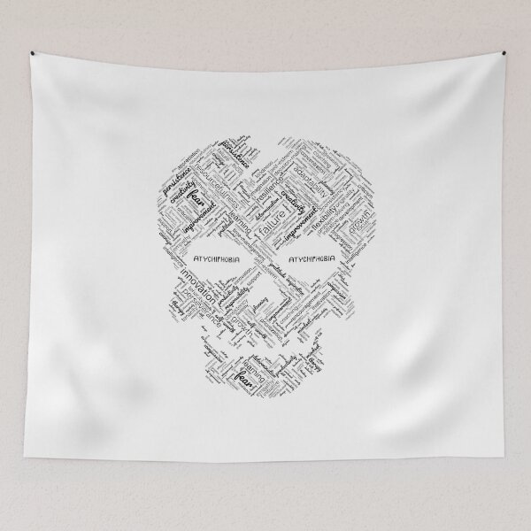 Item preview, Atychiphobia (Fear of Failure, Fear of Not Being Good Enough) Scary Skull Word Collage designed and sold by ZingAndPep.