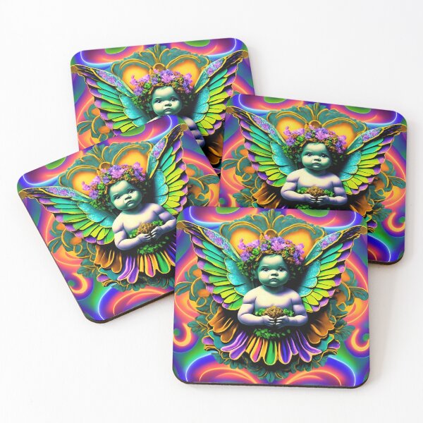 Aperçu de l'œuvre Chérubin Ange Psychédélique Trippy Wings créée et vendue par Anticulture.