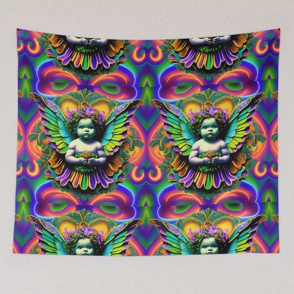 Aperçu de l'œuvre Chérubin Ange Psychédélique Trippy Wings créée et vendue par Anticulture.