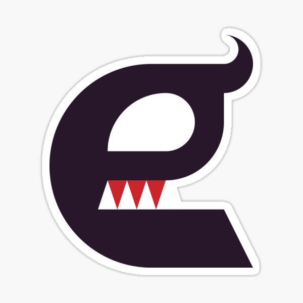 Cute dark blue Halloween monster with fangs and a horn Sticker