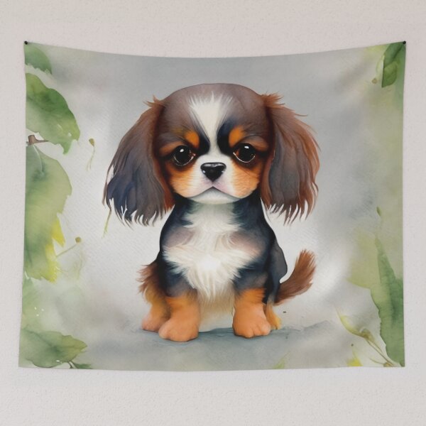 Item preview, Cute Cavalier King Charles Spaniel Dog Puppy Art 3 designed and sold by cutiepeupies.