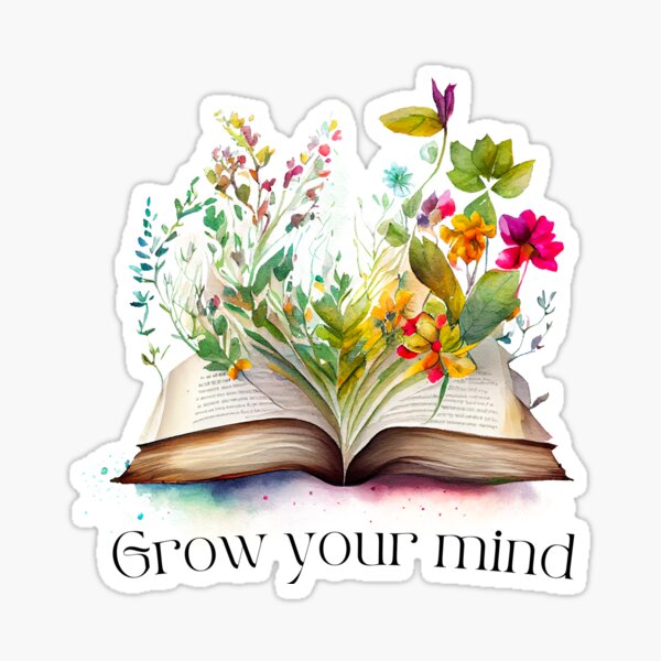 Book Stickers Love to Read Decal Flowers Growing From a Book the