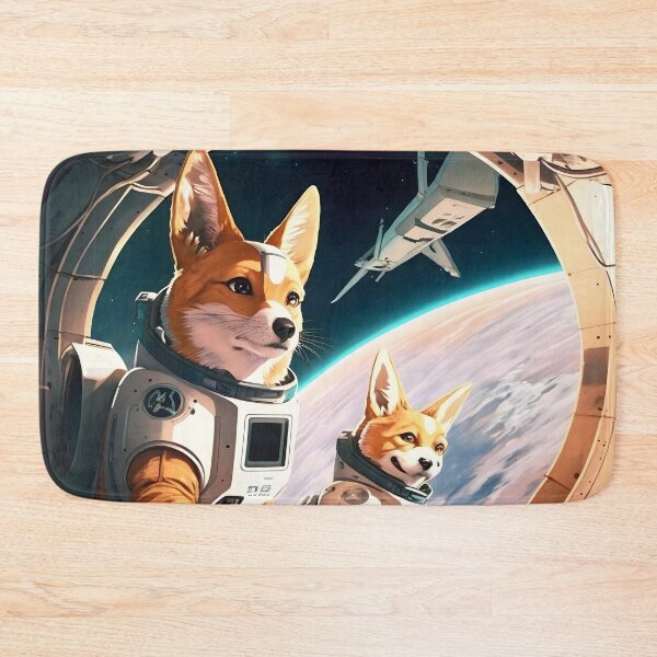 Artikelvorschau, Hunde Astronauten auf einem Raumschiff im All Fantastische Anime Retro 60er Jahre entworfen und verkauft von AIWanderer.