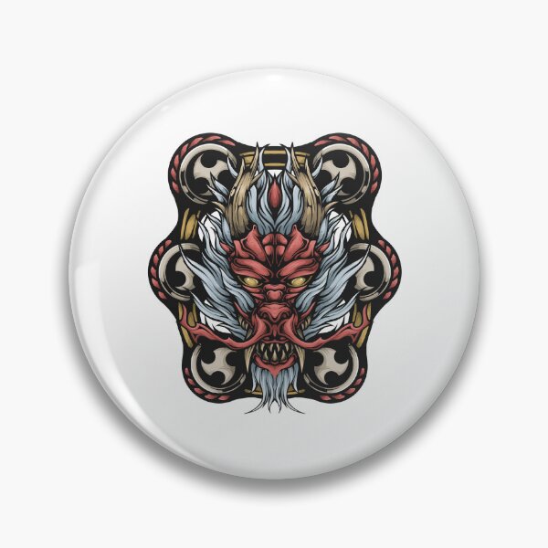 Item preview, Dragon face design with three china drums designed and sold by SanXaloonk.