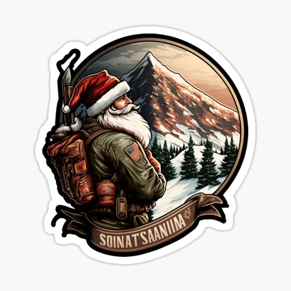Santa Soldier Mountain Sticker