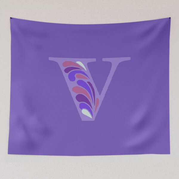 Item preview, Letter V Fancy Monogram Hippie Initial Purple designed and sold by everything4eva.