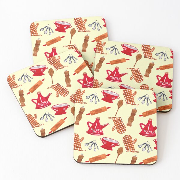 Item preview, Kitchen Pattern red & yellow designed and sold by BirdsNatureArt.