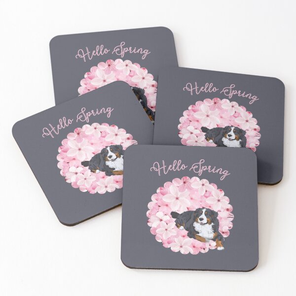 Item preview, Hello Spring with Bernese Mountain Dog and Sakura Flower Circle designed and sold by SeasonalDogs.