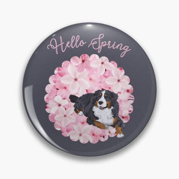 Item preview, Hello Spring with Bernese Mountain Dog and Sakura Flower Circle designed and sold by SeasonalDogs.
