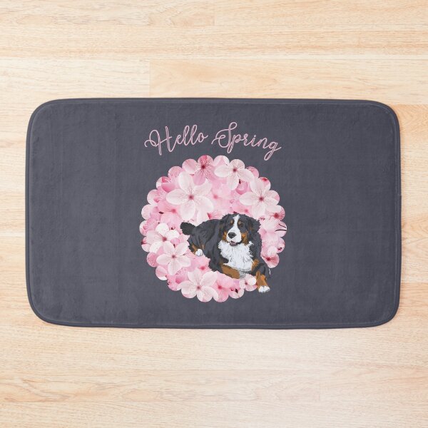 Item preview, Hello Spring with Bernese Mountain Dog and Sakura Flower Circle designed and sold by SeasonalDogs.