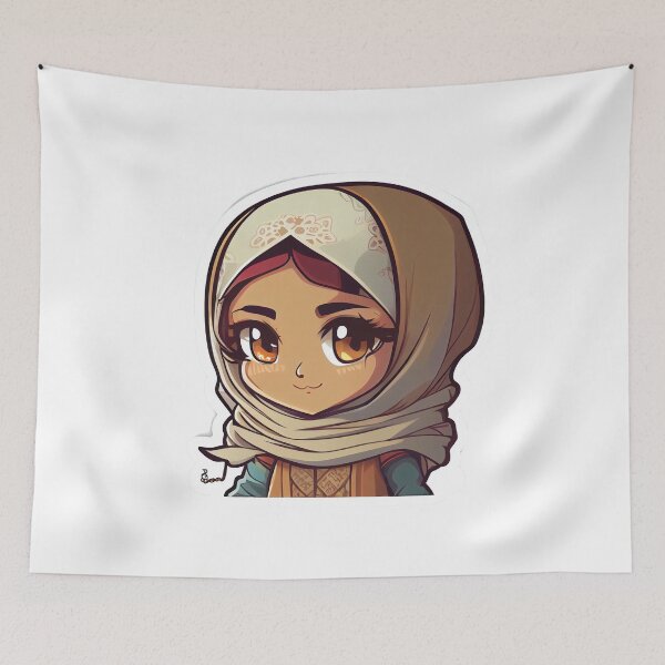 Item preview, Sweet Anime Arab Hijab Head Scarf Beautiful Girl designed and sold by MrBadDream.