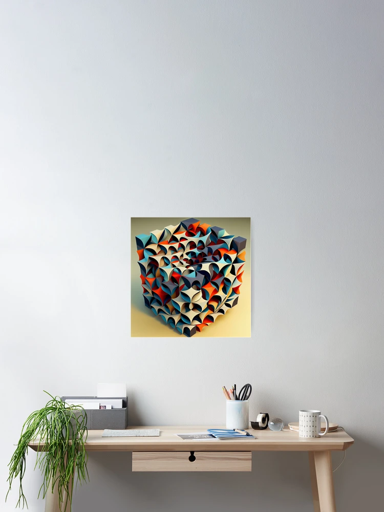 Imagen 2 de 3, Póster con la obra Three Dimensional Cool Pattern Digital Painting, diseñada y vendida por CodeAndColors.