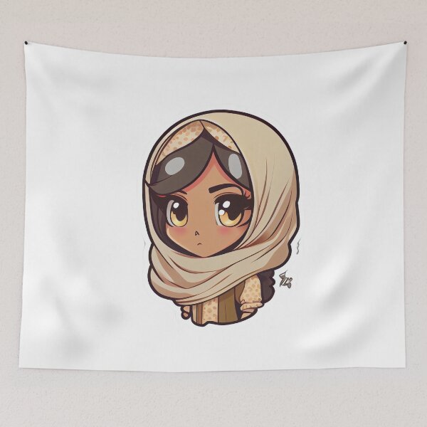 Item preview, Cute Anime Arab Hijab Head Scarf Beautiful Girl designed and sold by MrBadDream.