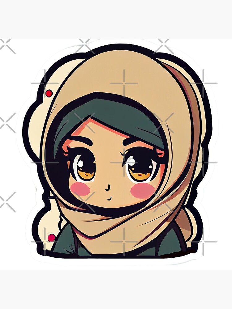 Cute Anime Arab Hijab Head Scarf Beautiful Girl Poster for Sale