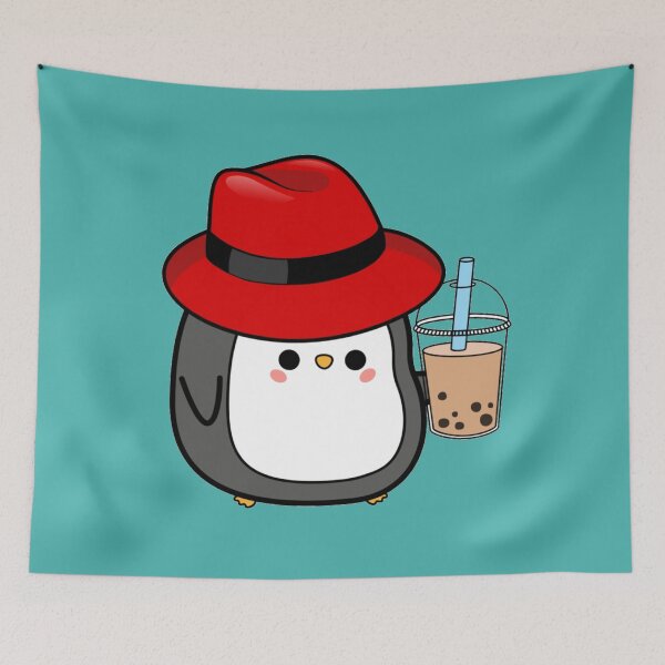 Item preview, Penguin Drinking Bubble Tea - Kawaii designed and sold by LMoonDesigns.