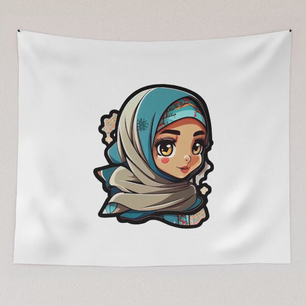 Item preview, Pretty Anime Arab Hijab Head Scarf Beautiful Girl designed and sold by MrBadDream.