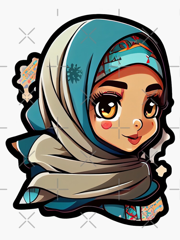 Cute Anime Arab Hijab Head Scarf Beautiful Girl Poster for Sale