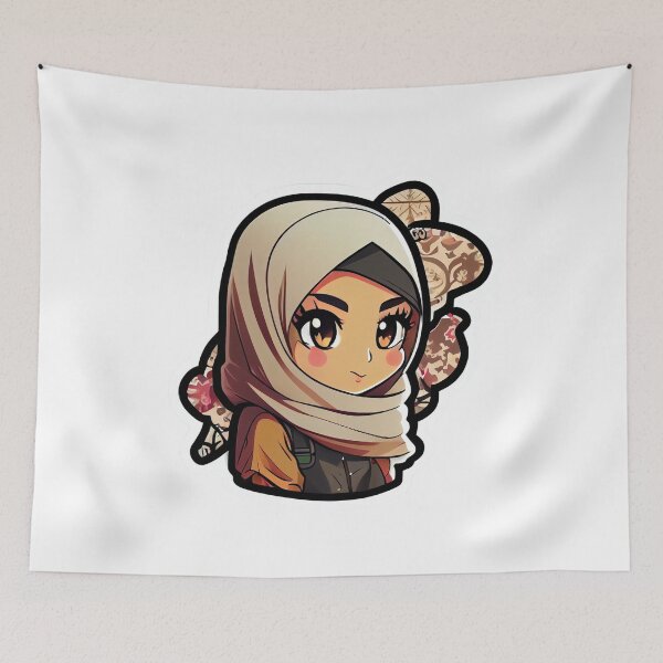 Item preview, Cool Anime Arab Hijab Head Scarf Beautiful Girl designed and sold by MrBadDream.