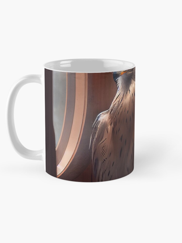 Imagen 5 de 6, Taza de café con la obra Platinum Falcon in the Sauna Digital Painting, diseñada y vendida por CodeAndColors.