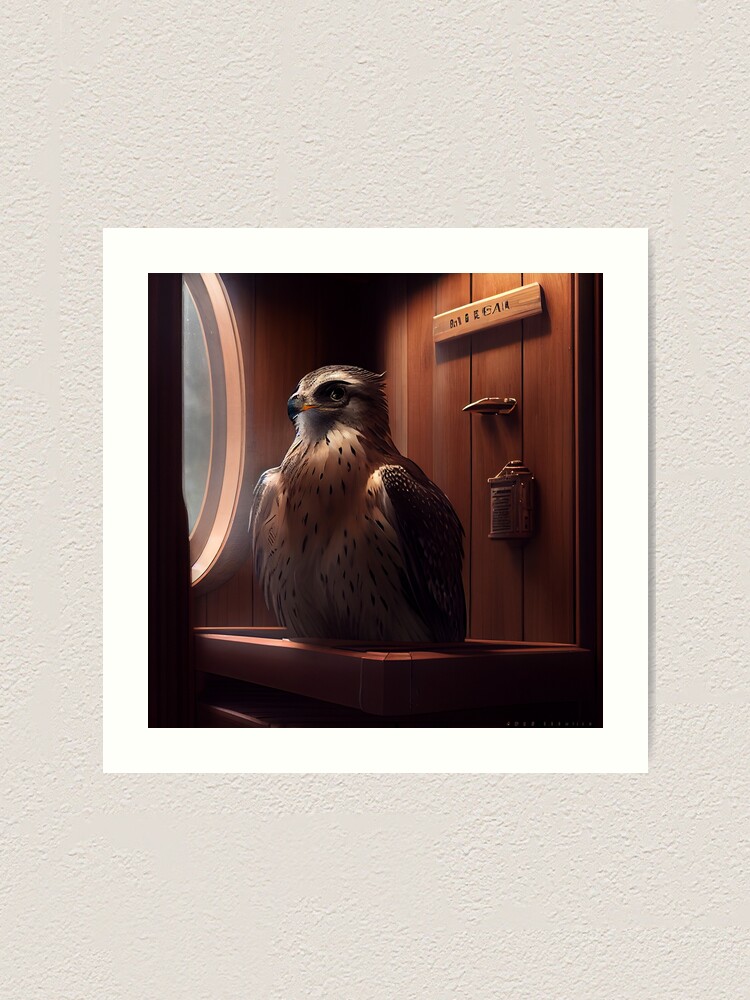 Imagen 1 de 3, Lámina artística con la obra Platinum Falcon in the Sauna Digital Painting, diseñada y vendida por CodeAndColors.