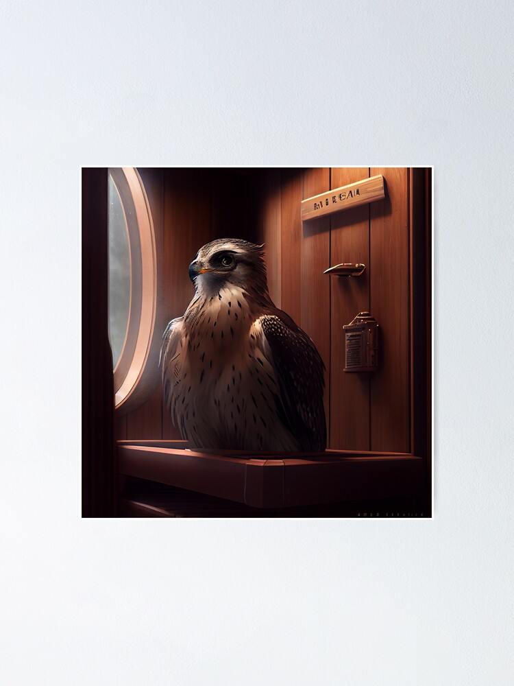 Imagen 1 de 3, Póster con la obra Platinum Falcon in the Sauna Digital Painting, diseñada y vendida por CodeAndColors.