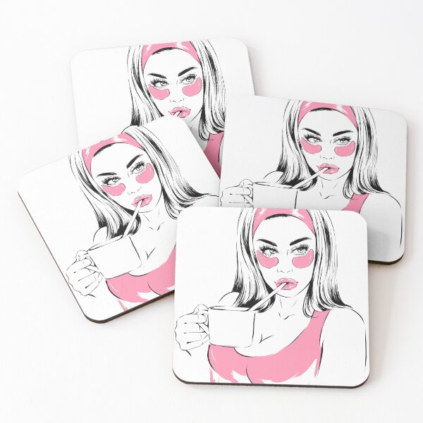 Item preview, Woman with coffee and eye patch designed and sold by Levskaia.