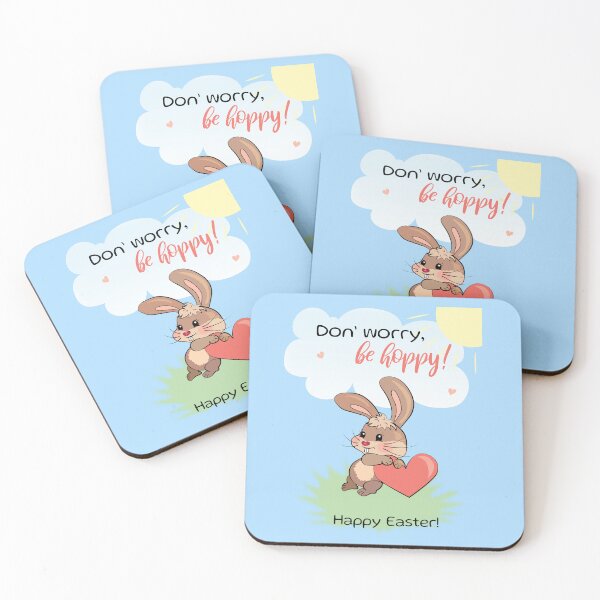Item preview, Don't worry, be hoppy - Funny Easter Bunny with pun designed and sold by HajnalkArt.