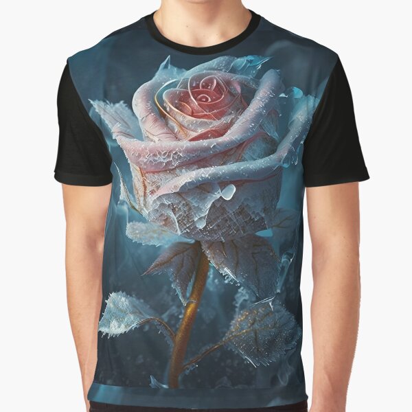 Frozen Rose Design Graphic T-Shirt