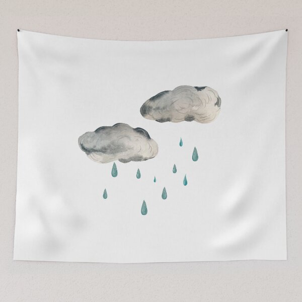 Item preview, Cloud drop rainy textured design watercolor sketch designed and sold by Yana Mustafina | Boho Soulful Designs.