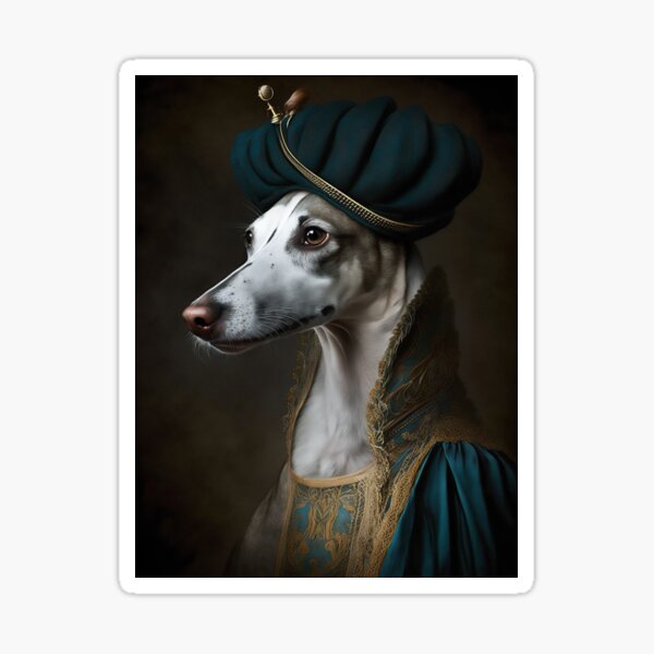 Whippet in Regal Clothes Sticker