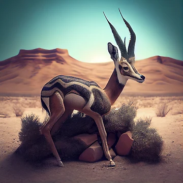 Imagen de la obra A Gloved Gazelle in Crumble Digital Painting de CodeAndColors
