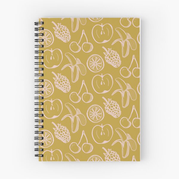 Item preview, Fruity repeat pattern - pink on mustard background  designed and sold by LucyFaulke.