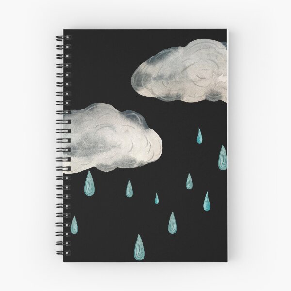 Item preview, Cloud drop rainy textured design watercolor sketch black designed and sold by Yana Mustafina | Boho Soulful Designs.