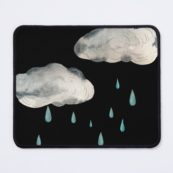 Item preview, Cloud drop rainy textured design watercolor sketch black designed and sold by Yana Mustafina | Boho Soulful Designs.