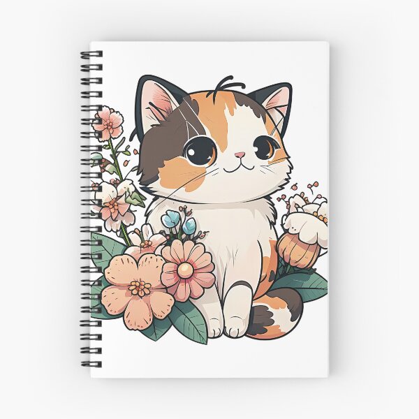 Item preview, Cute Calico Cat with Flowers designed and sold by Stepultura.