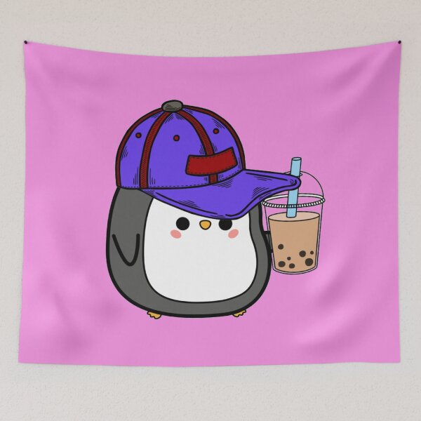Item preview, Penguin Drinking Bubble Tea - Kawaii designed and sold by LMoonDesigns.