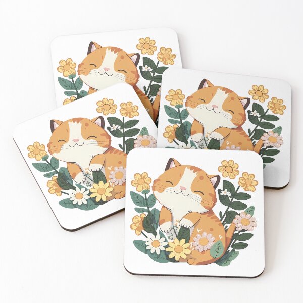 Item preview, Cute Ginger Cat with Flowers designed and sold by Stepultura.