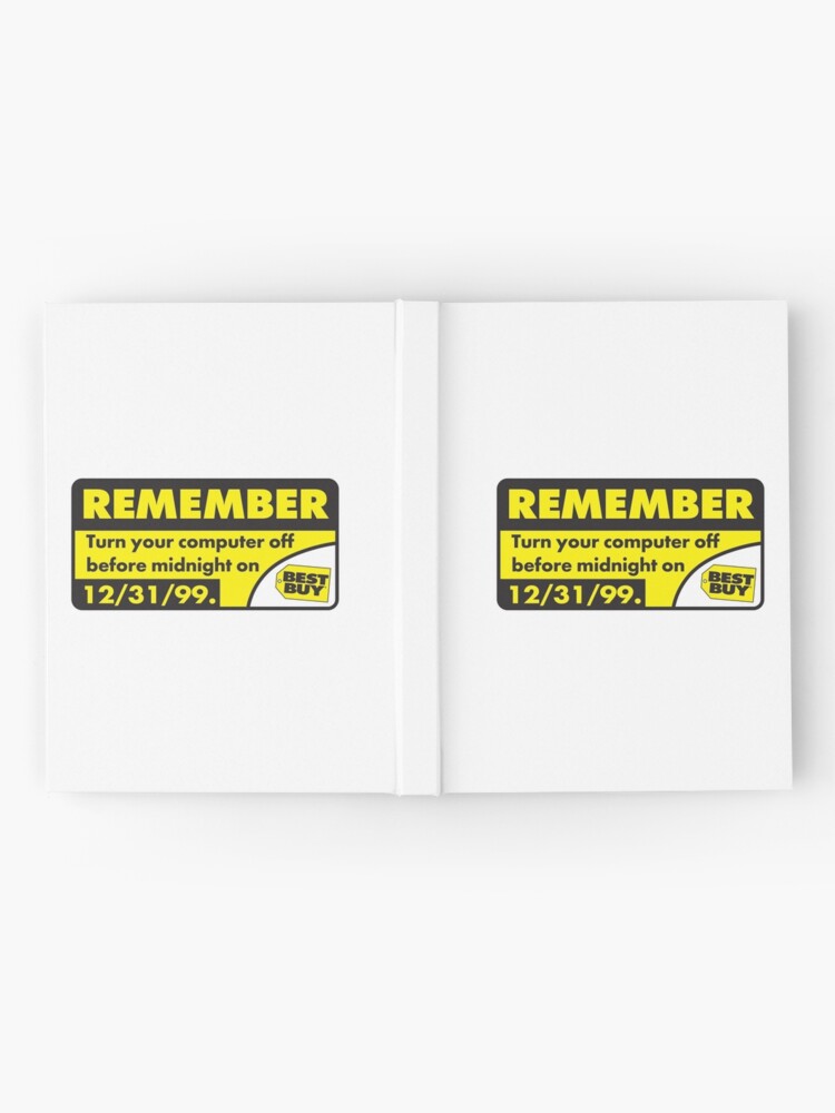 y2k best buy warning sticker hardcover journal by