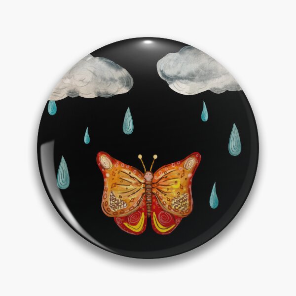 Item preview, Butterfly cloud drop rain textured a watercolor black designed and sold by Yana Mustafina | Boho Soulful Designs.