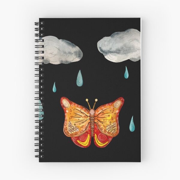 Item preview, Butterfly cloud drop rain textured a watercolor black designed and sold by Yana Mustafina | Boho Soulful Designs.