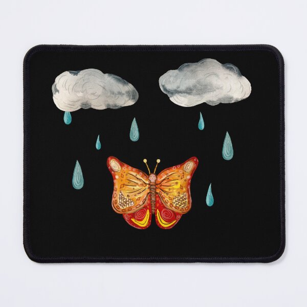 Item preview, Butterfly cloud drop rain textured a watercolor black designed and sold by Yana Mustafina | Boho Soulful Designs.