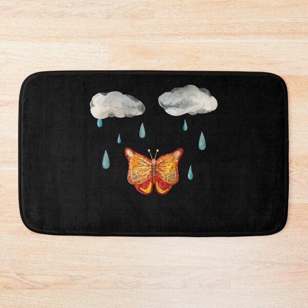 Item preview, Butterfly cloud drop rain textured a watercolor black designed and sold by Yana Mustafina | Boho Soulful Designs.