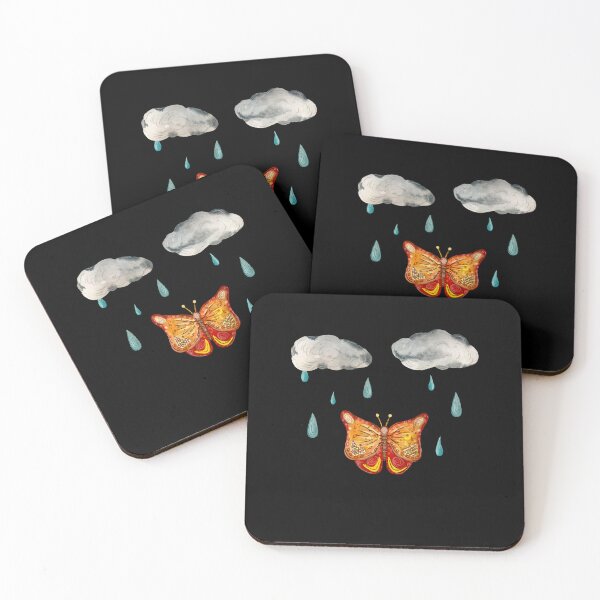 Item preview, Butterfly cloud drop rain textured a watercolor black designed and sold by Yana Mustafina | Boho Soulful Designs.
