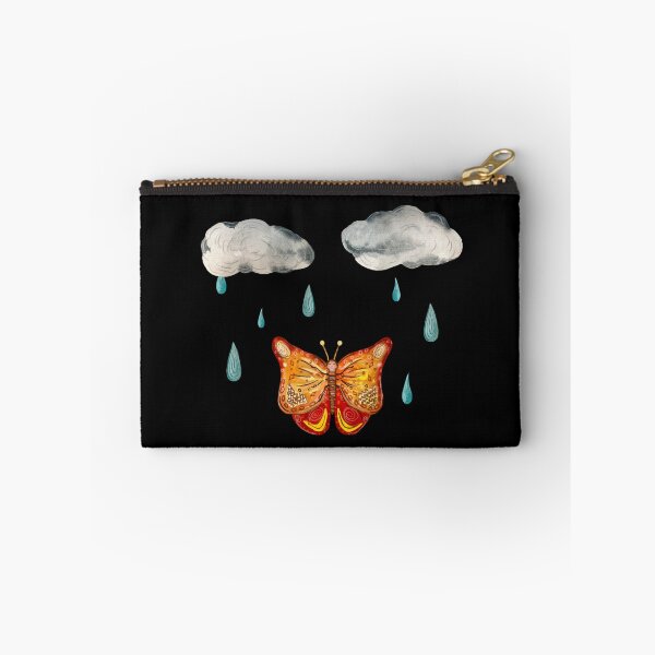 Item preview, Butterfly cloud drop rain textured a watercolor black designed and sold by Yana Mustafina | Boho Soulful Designs.