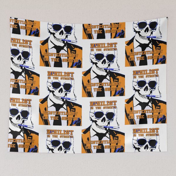Artikelvorschau, Nihilist In The Streets, Existentialist In The Sheets Pop Art Skull entworfen und verkauft von PVSKI.