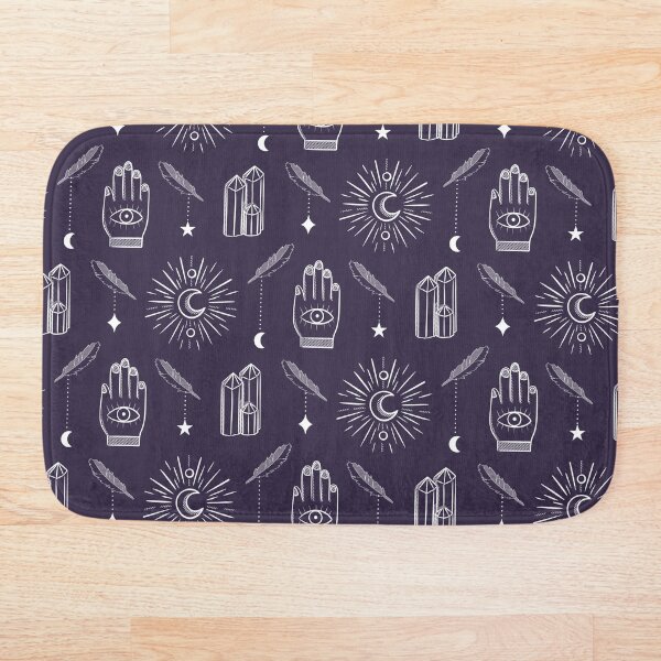 Item preview, Mystic palm - dark purple and white repeat pattern designed and sold by LucyFaulke.