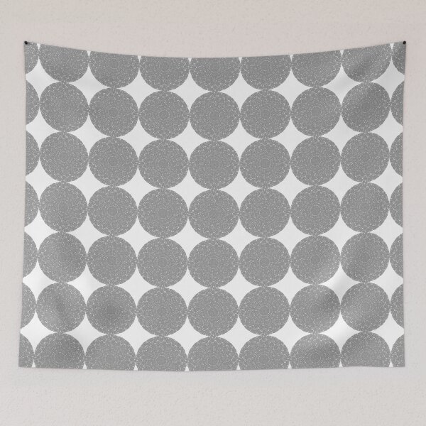 Item preview, Gray and White Monochromatic Distorted Mandala Lace Dot Abstract Pattern designed and sold by kattakitty.
