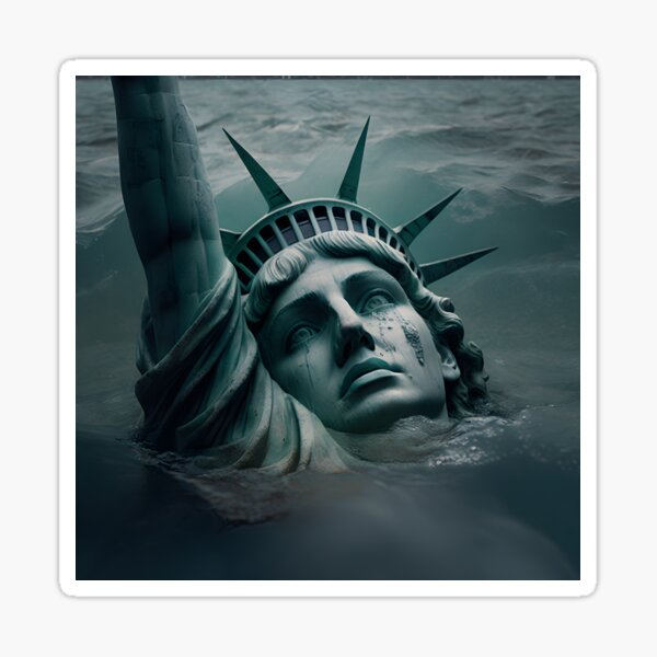 Item preview, Lady Liberty Drowning designed and sold by AgitProPrints.
