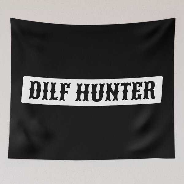 Item preview, DILF HUNTER in vintage retro motorcycle letters designed and sold by ItsMemeMachine.